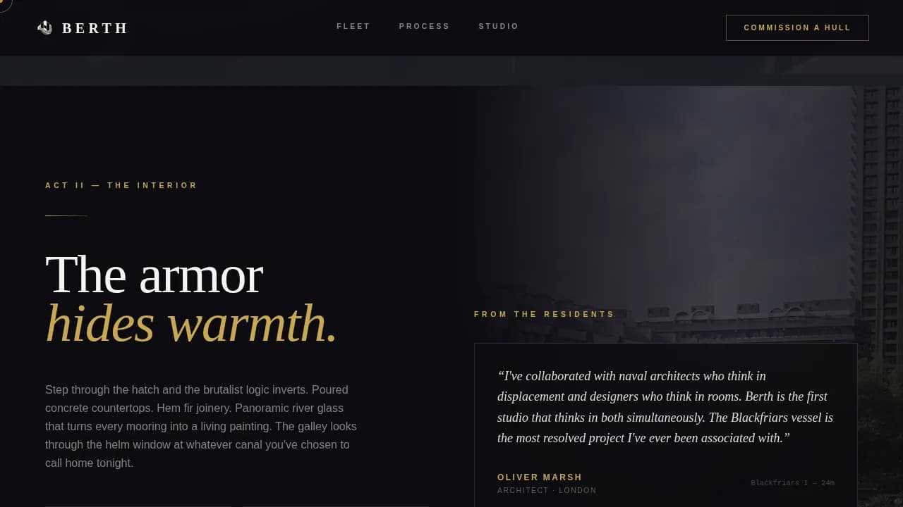 Berth — Innovative Marine Design Landing Page Template