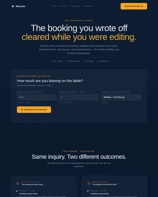 Photography Email Marketing Booking Website Template