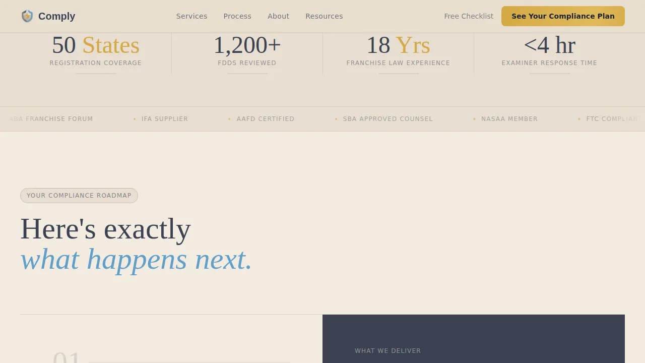 Comply - Trusted Franchise Compliance Landing Page Template
