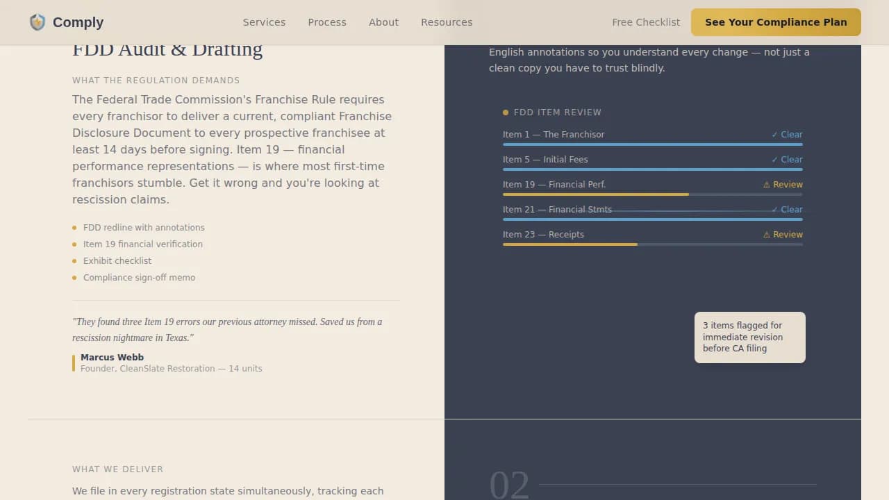 Comply - Trusted Franchise Compliance Landing Page Template