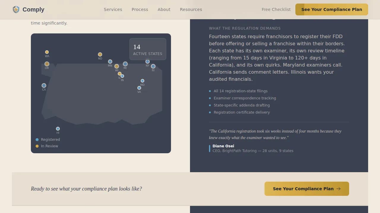 Comply - Trusted Franchise Compliance Landing Page Template