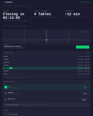 Restaurant Contact & Reservations Command Center Website Template