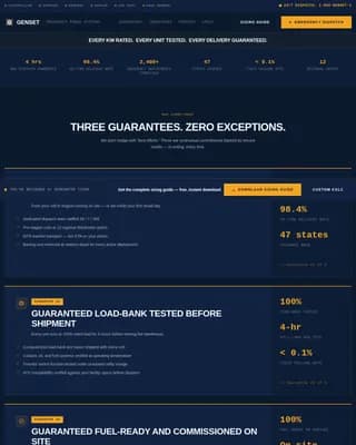 Genset - Guaranteed Emergency Power Comparison Table Landing Page Template