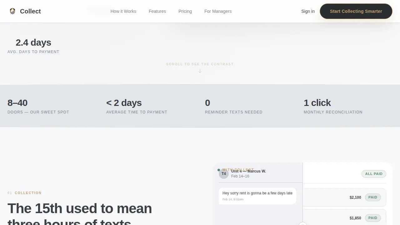Collect - Smart Rent Collection Landing Page Template