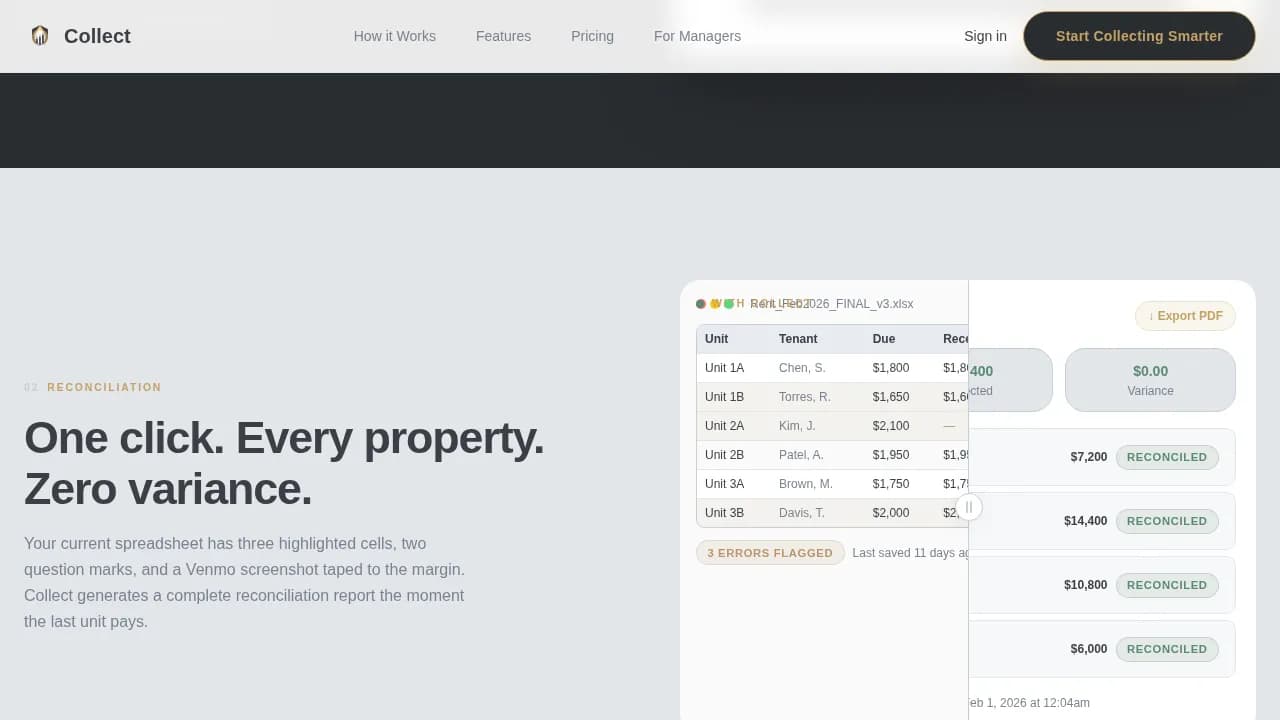 Collect - Smart Rent Collection Landing Page Template