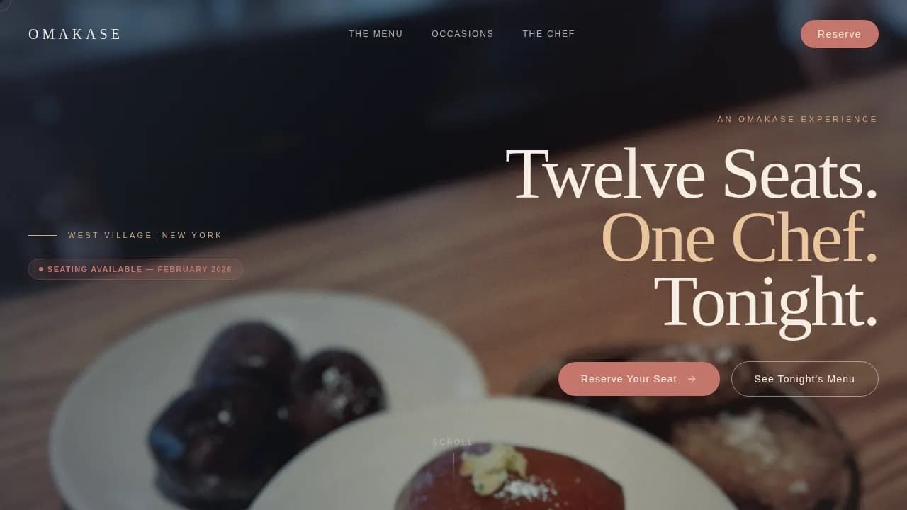 Counter — Artisan Sushi Experience Landing Page Template