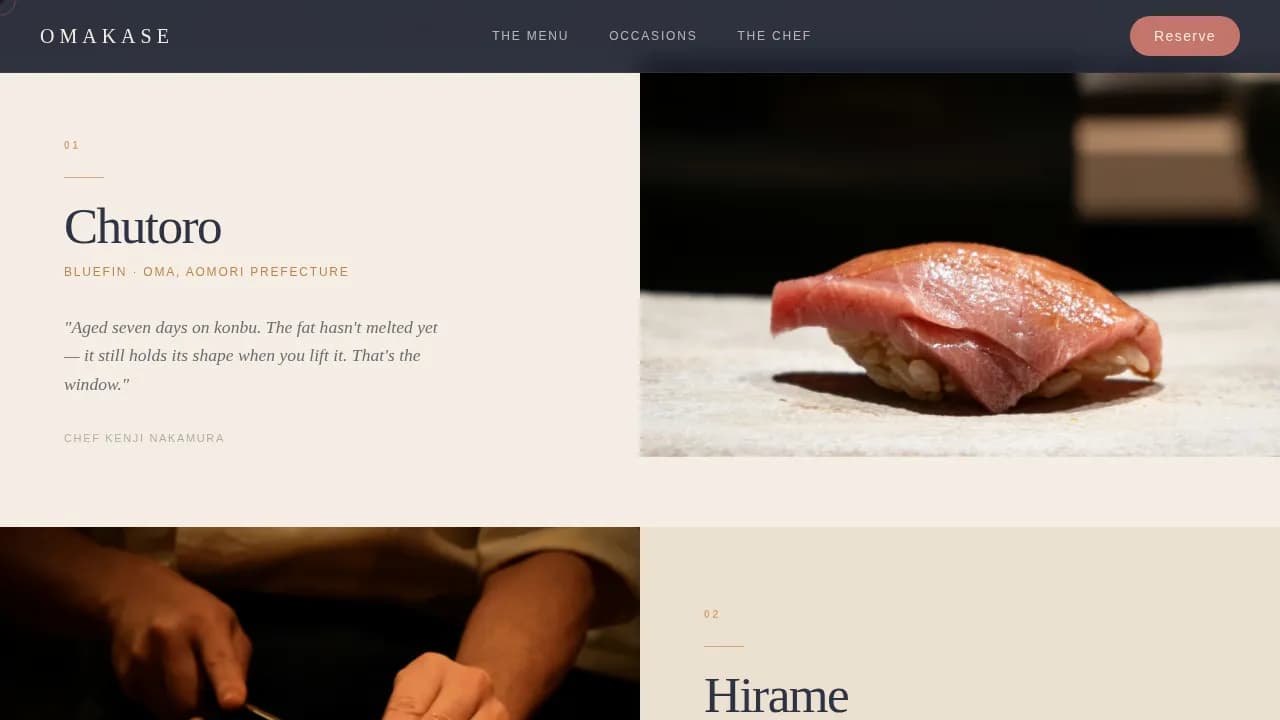 Counter — Artisan Sushi Experience Landing Page Template