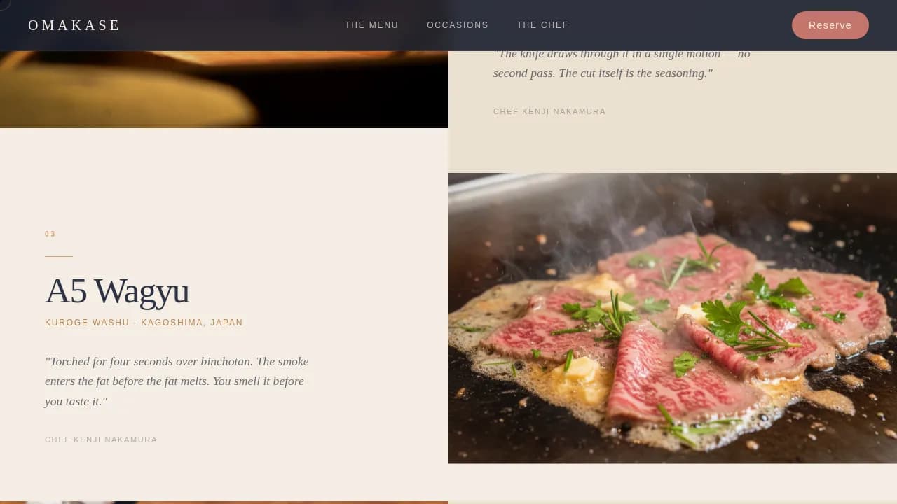 Counter — Artisan Sushi Experience Landing Page Template