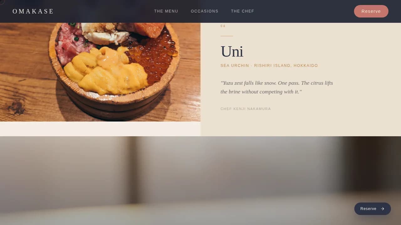 Counter — Artisan Sushi Experience Landing Page Template