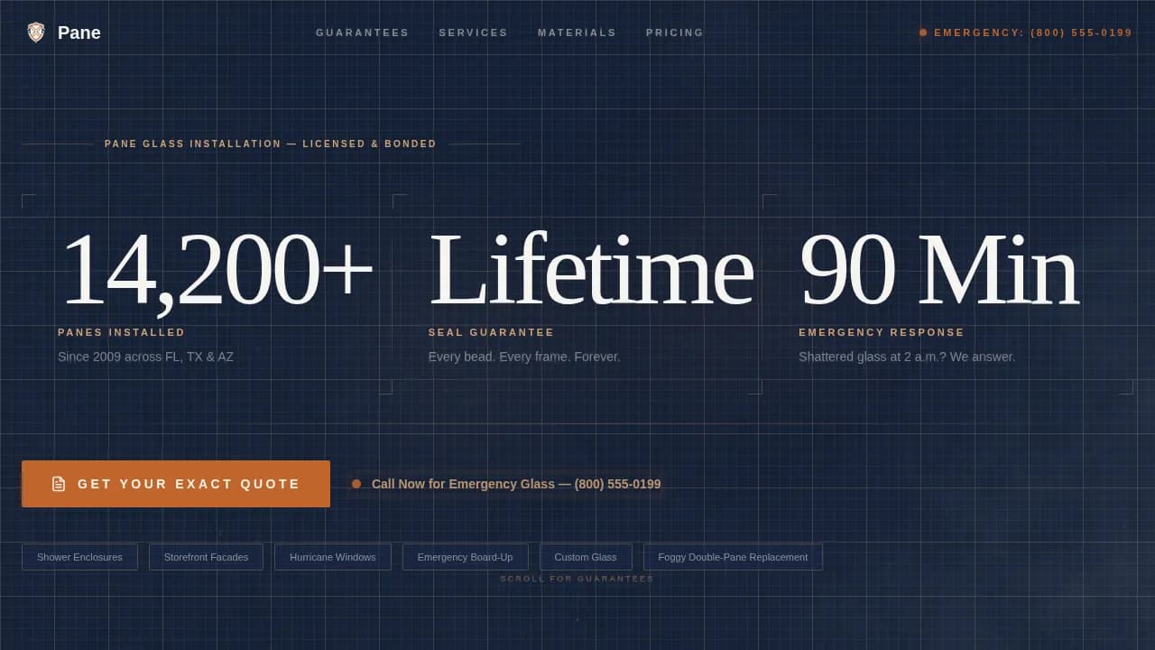 Glass Products & Booking Website Template