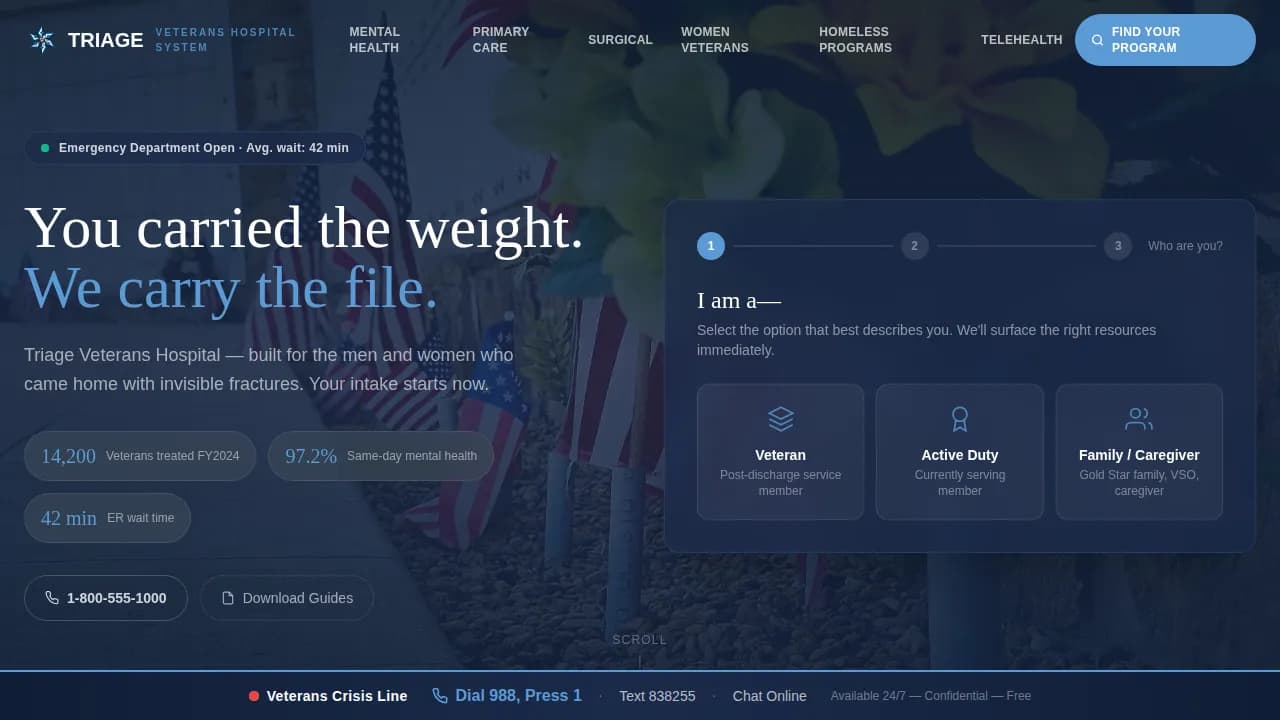 Triage - Veterans Hospital Care Landing Page Template