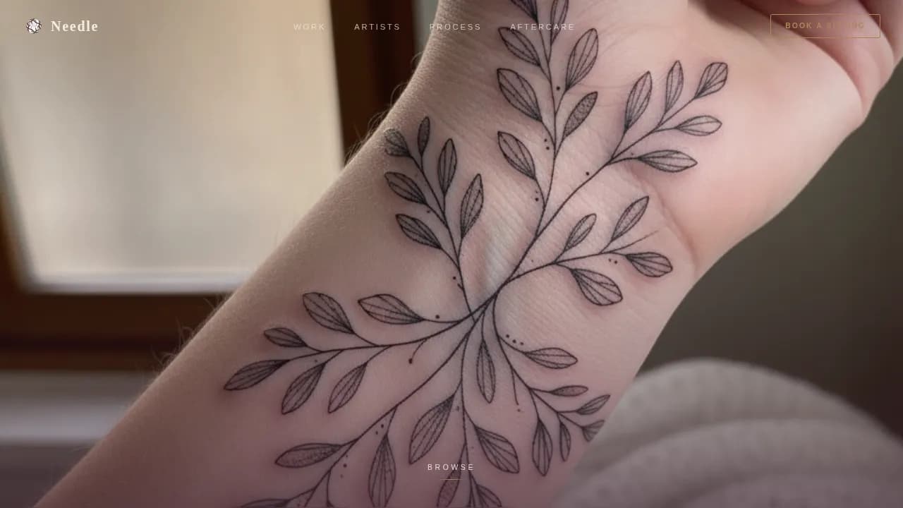 Inkline — Minimalist Tattoo Portfolio Landing Page Template