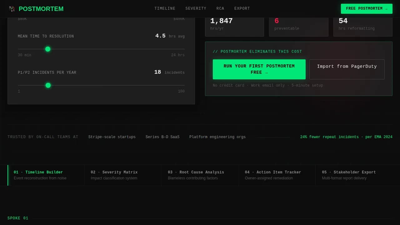 Postmortem - Incident Cost Estimator RCA Landing Page Template