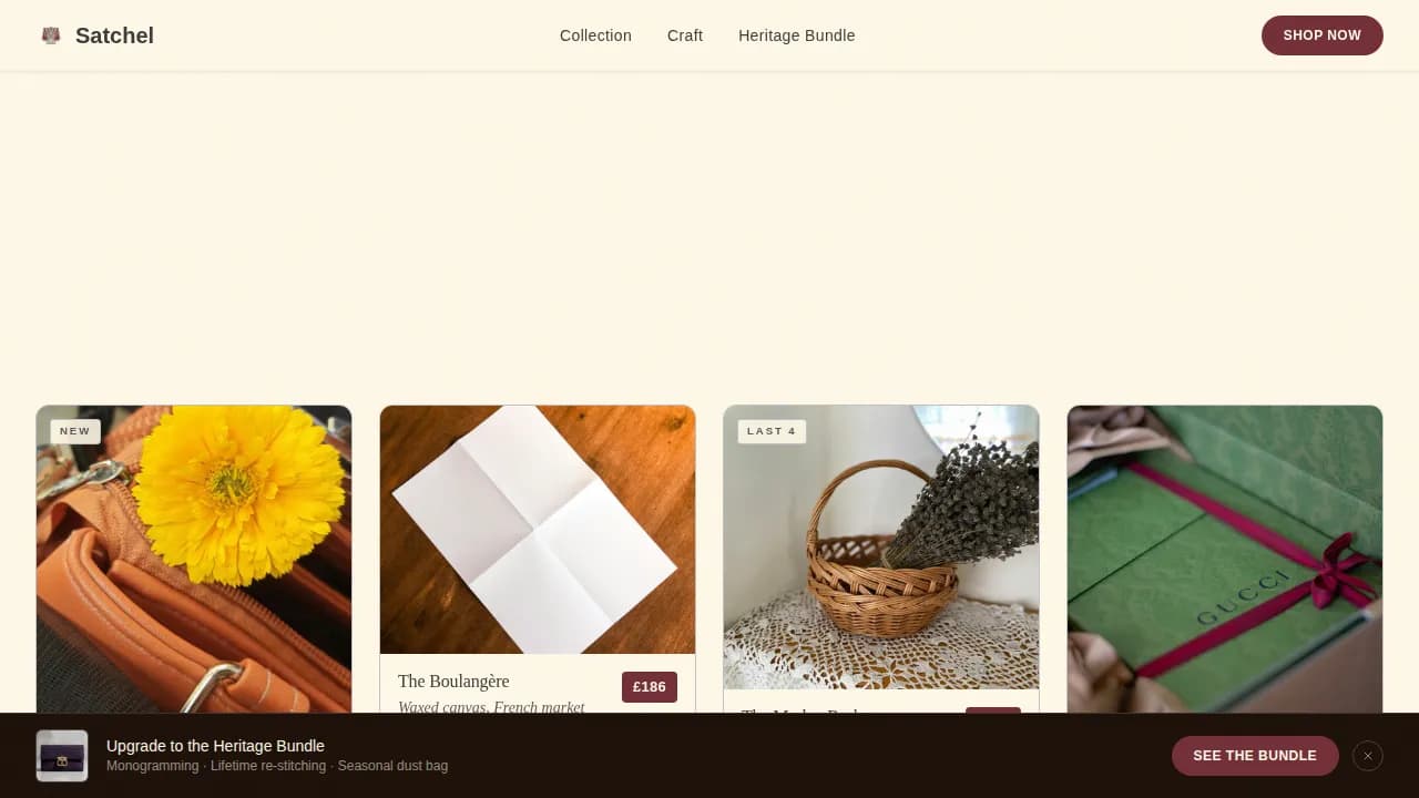 Satchel — Bold Cottagecore Landing Page Template