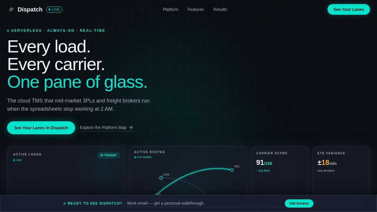 Dispatch — Unified Logistics Platform Landing Page Template
