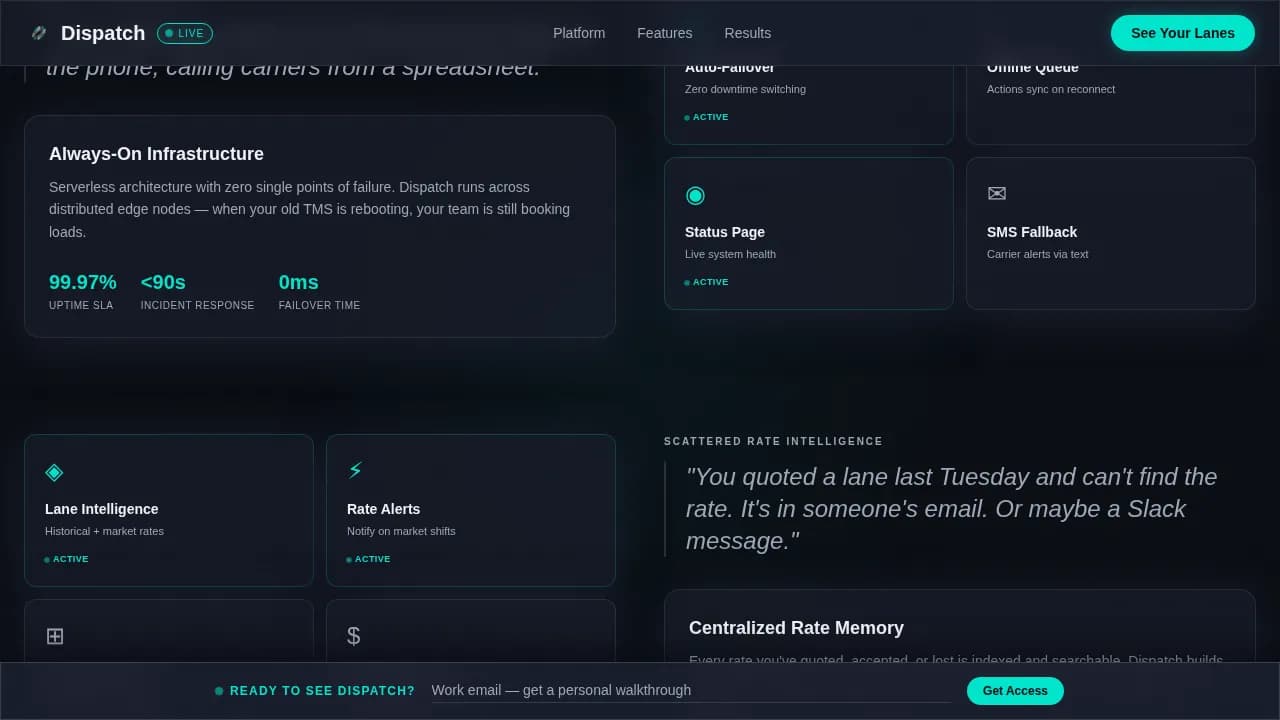 Dispatch — Unified Logistics Platform Landing Page Template