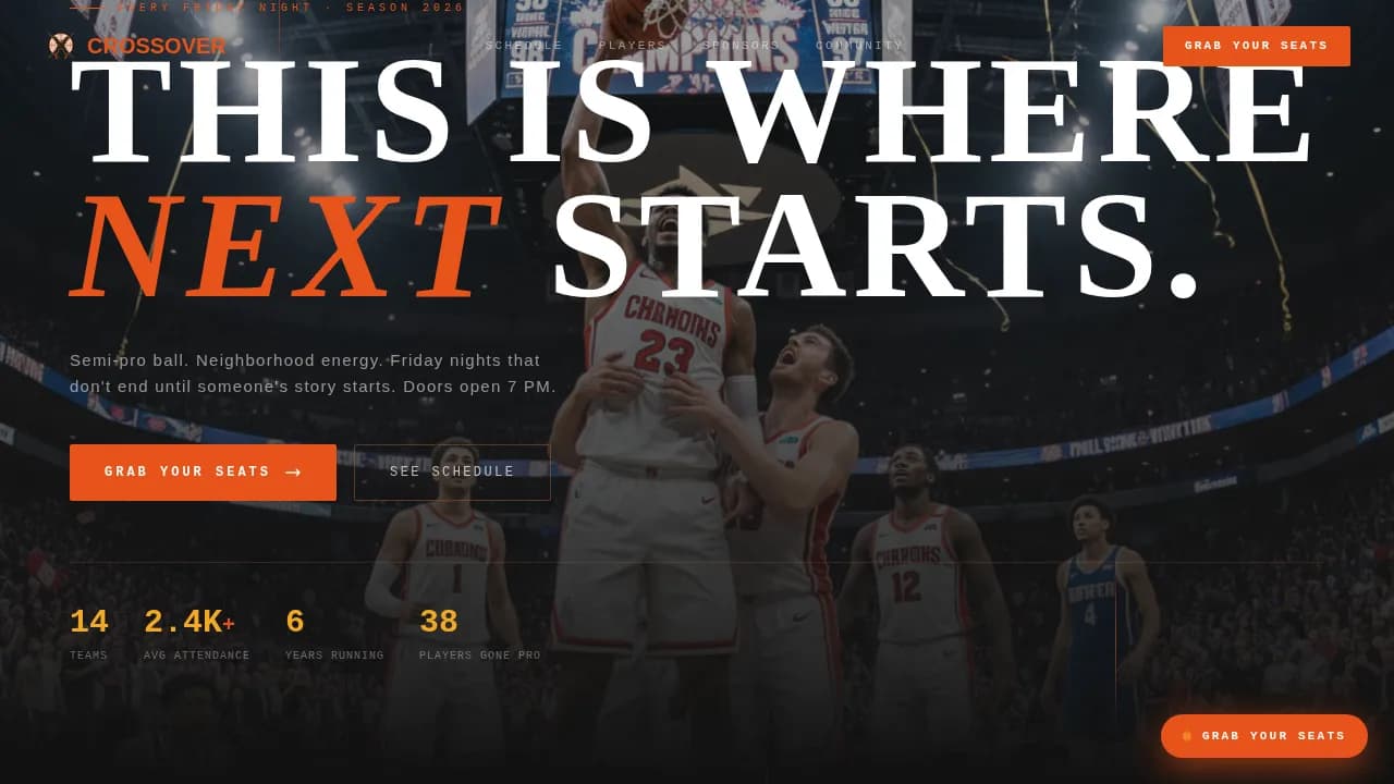 Semi-Pro Basketball League Ticket Sales Website Template