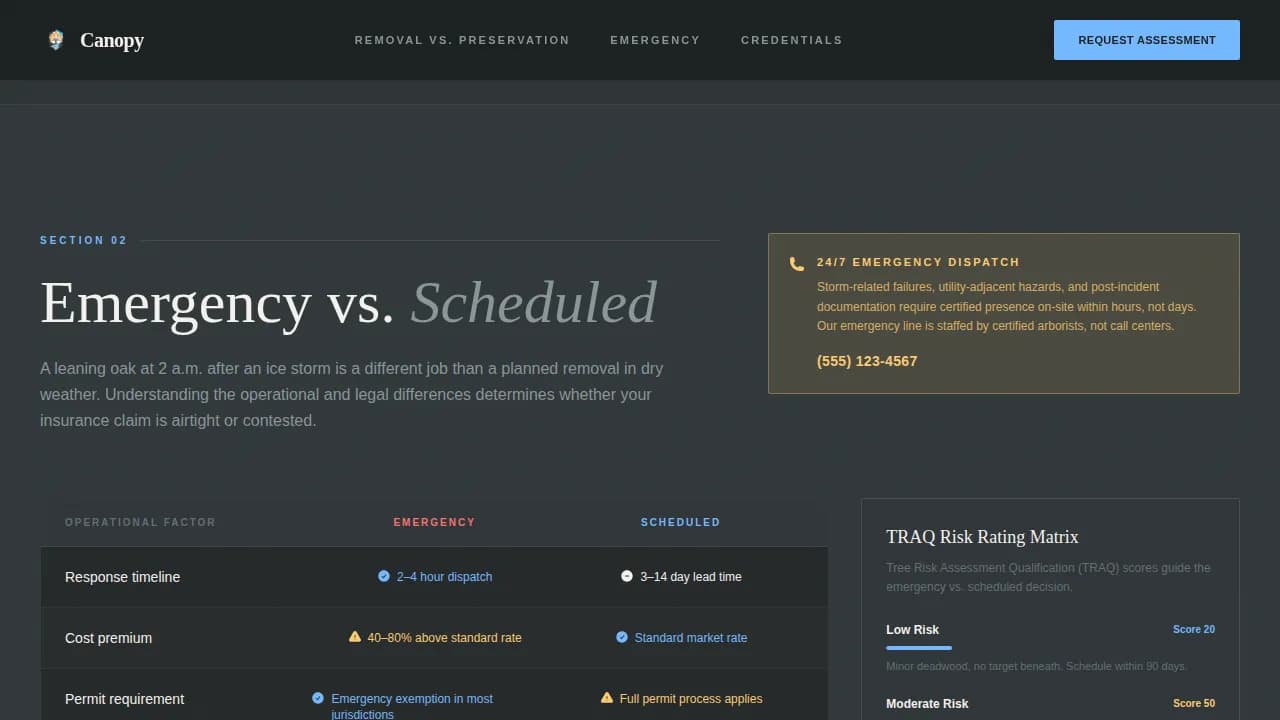 Canopy — Risk Arborist Landing Page Template