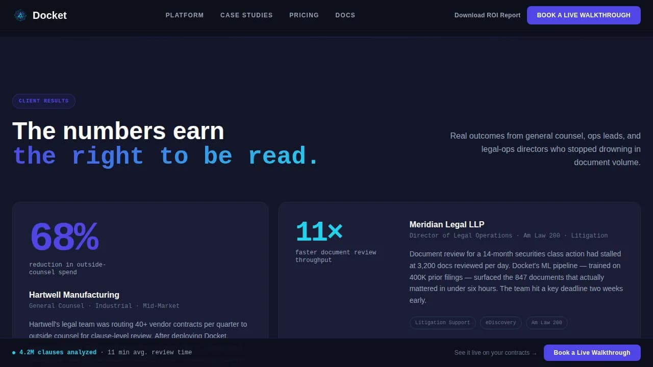 Docket — Intelligent Legal Compliance Landing Page Template