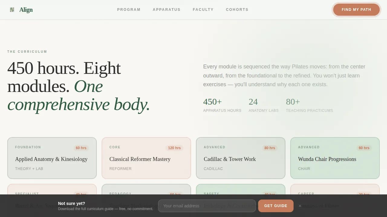 Zenflow — Certified Pilates Discovery Landing Page Template