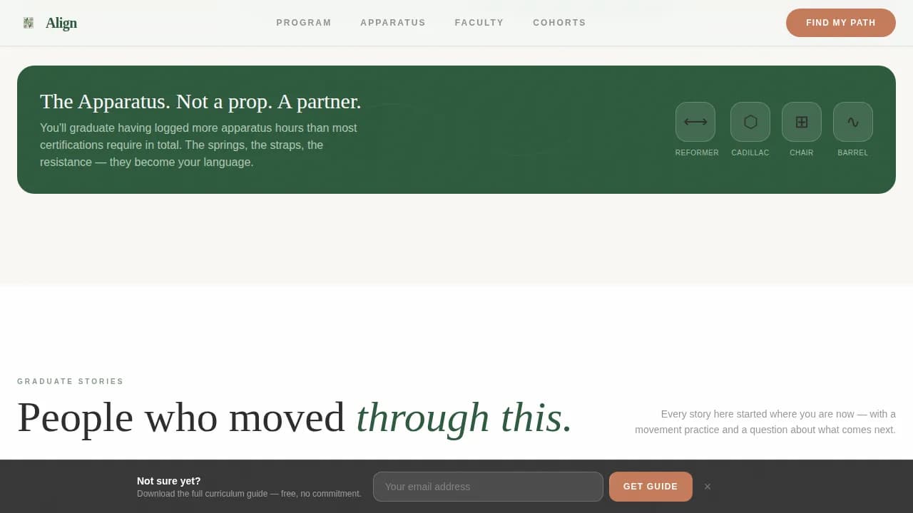 Zenflow — Certified Pilates Discovery Landing Page Template