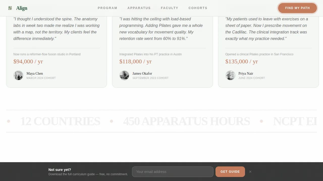 Zenflow — Certified Pilates Discovery Landing Page Template
