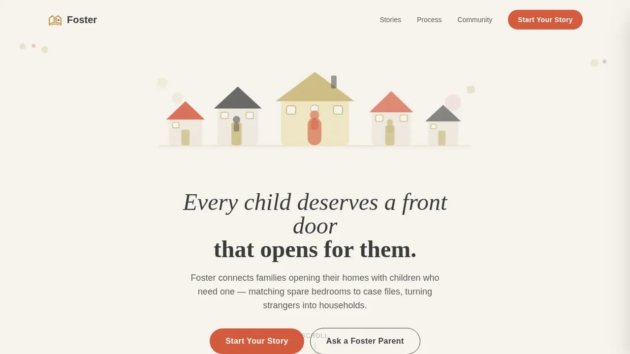 Foster - Warm Playful Community Landing Page Template