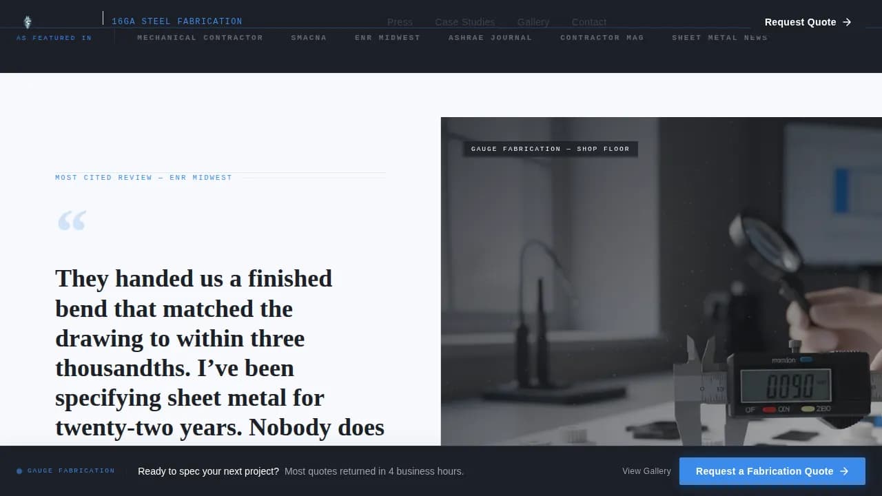 Sheet Metal Worker Business Reviews Website Template