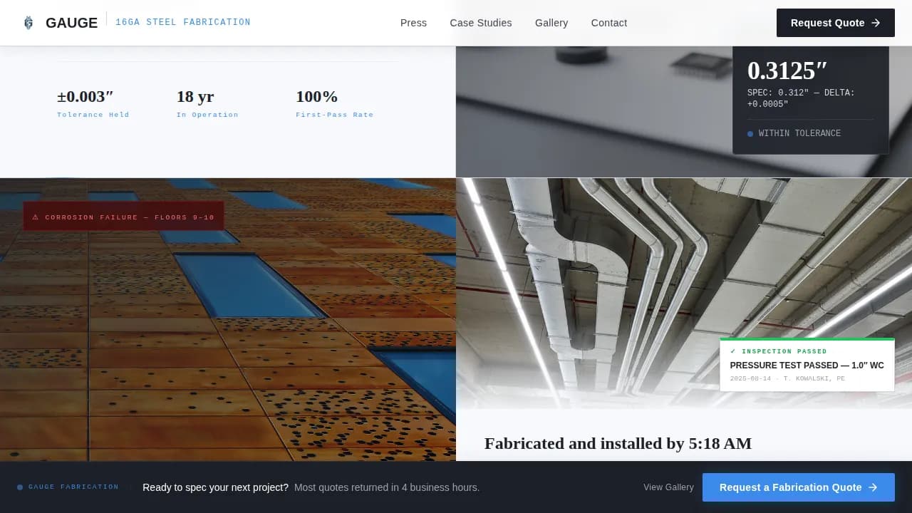Sheet Metal Worker Business Reviews Website Template