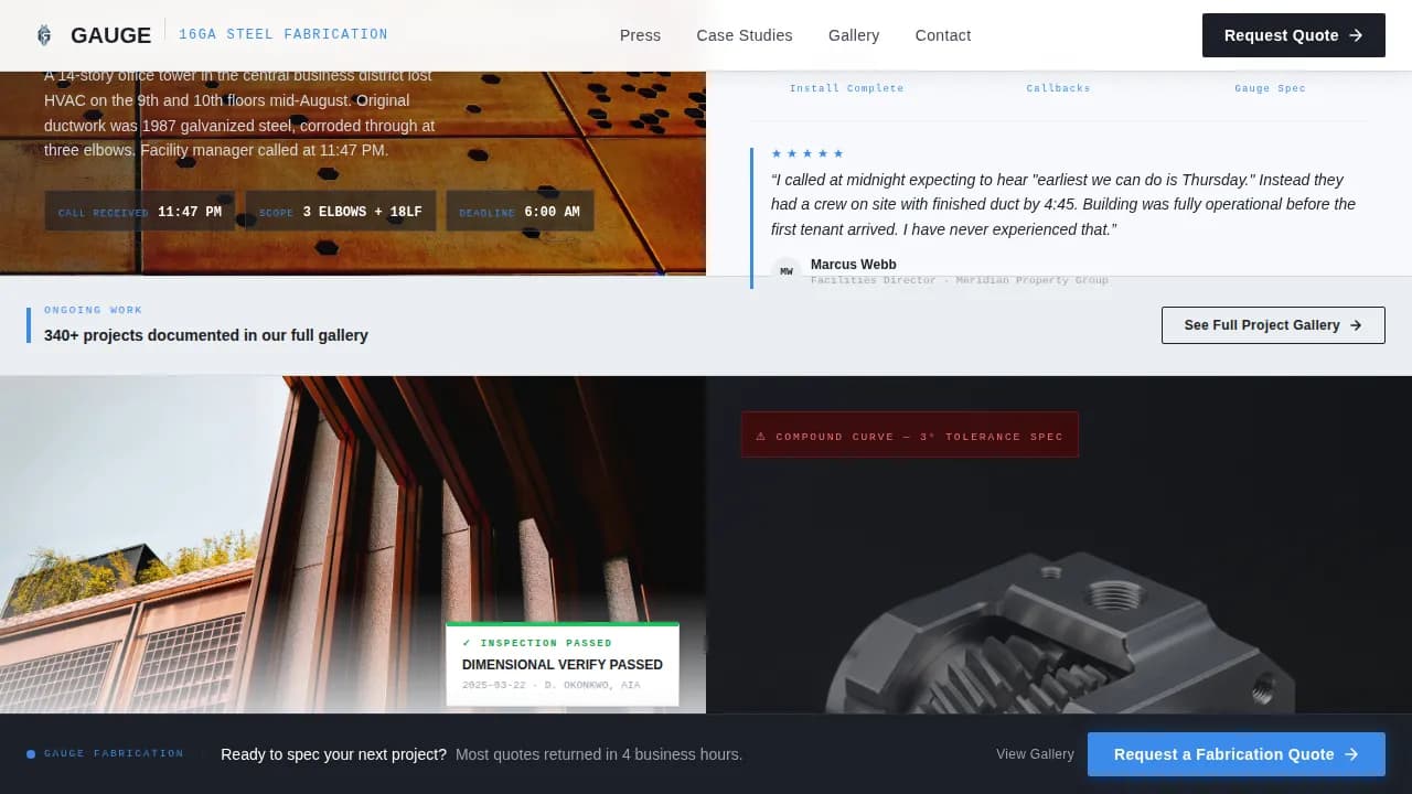 Sheet Metal Worker Business Reviews Website Template