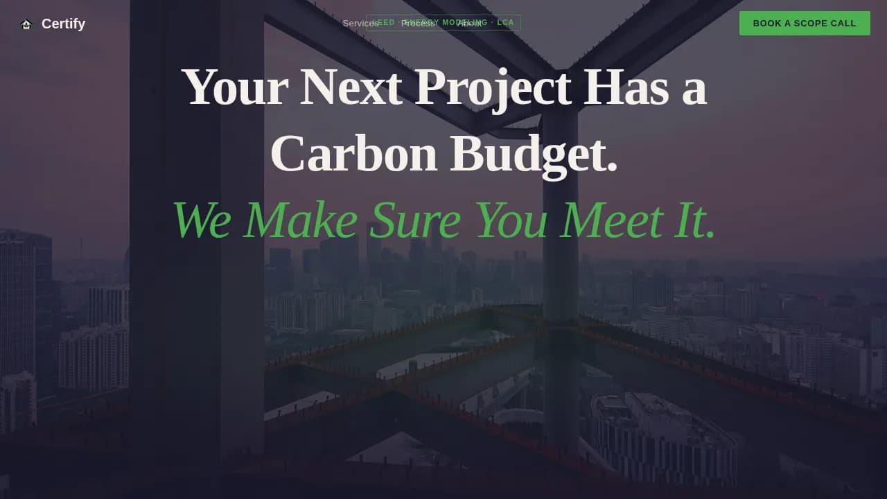 Validate — Eco Building Certification Landing Page Template