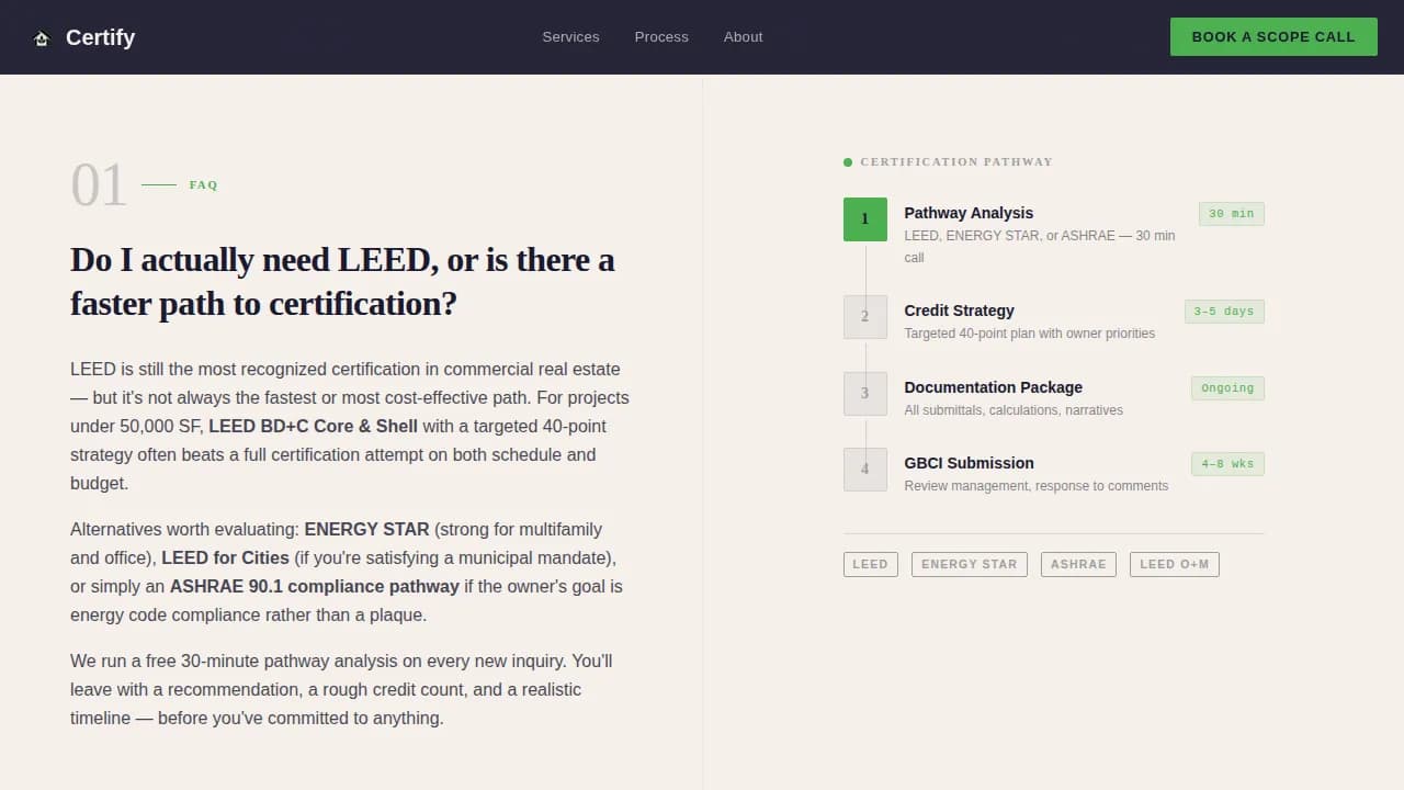 Validate — Eco Building Certification Landing Page Template