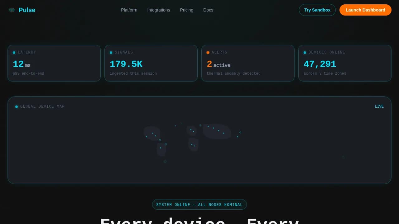 Pulse - Real-Time IoT Analytics Dashboard Landing Page Template