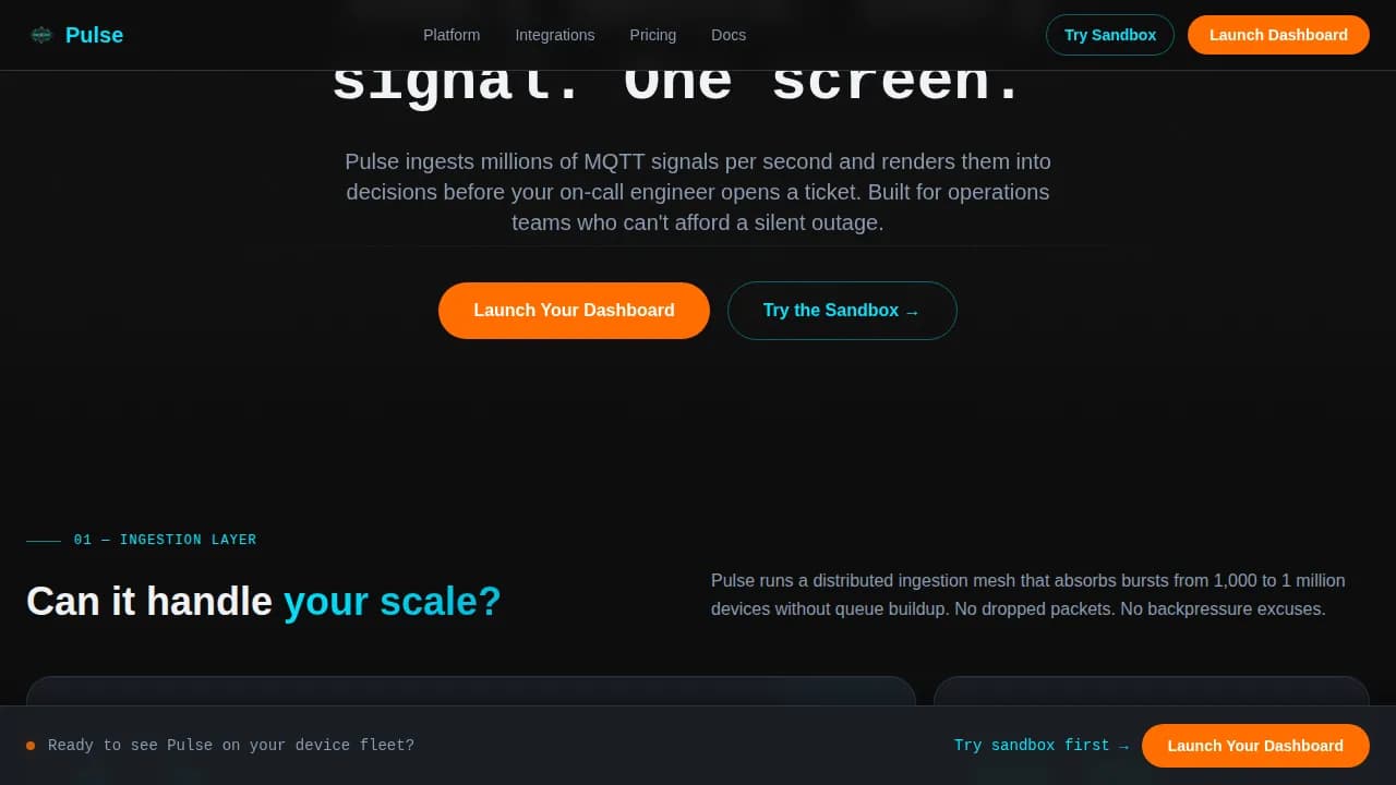 Pulse - Real-Time IoT Analytics Dashboard Landing Page Template