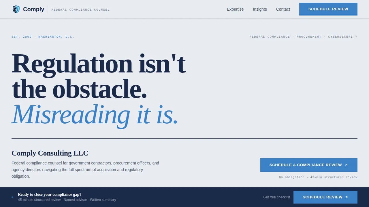 Govern — Trusted Federal Compliance Landing Page Template