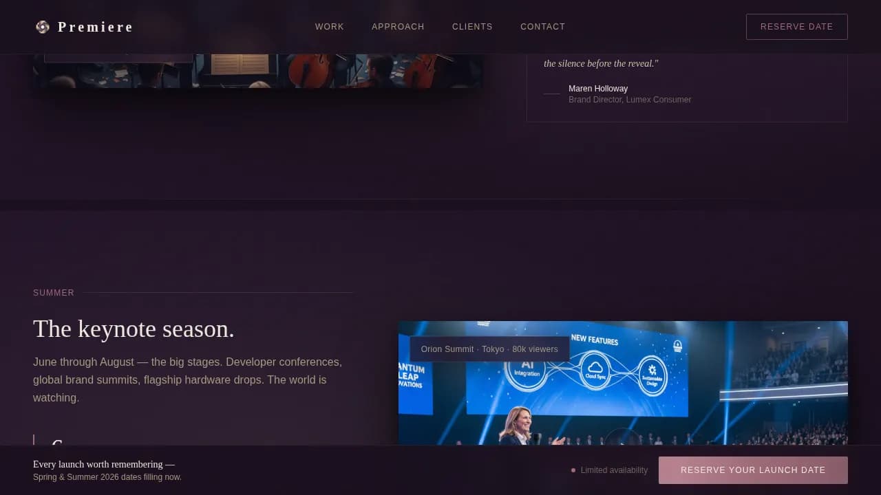 Showcase — Cinematic Product Launch Videography Landing Page Template