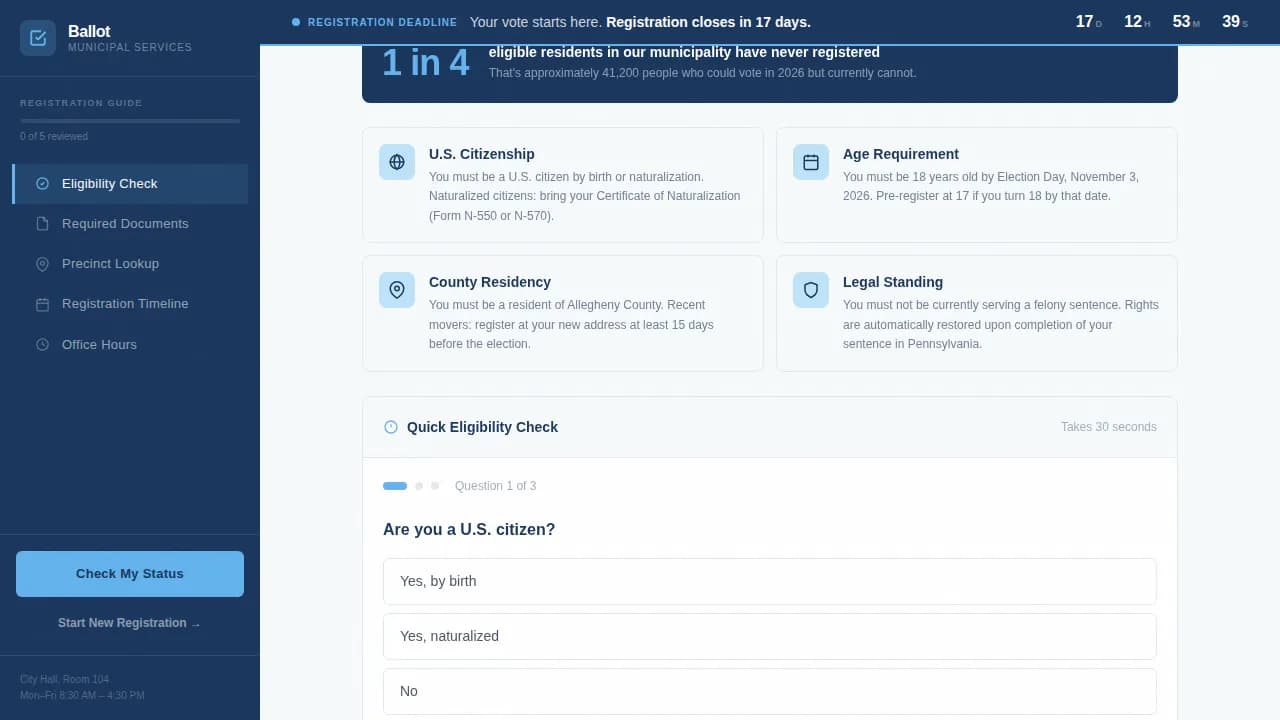 Voter Registration Government Professional Website Template