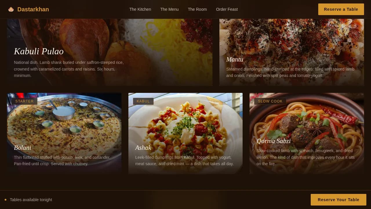 Regional & Ethnic Restaurant Professional Website Template