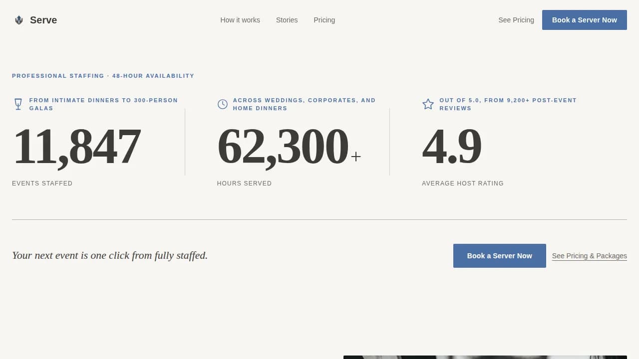 Waiter & Server Booking Website Template