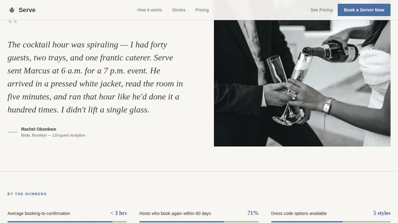 Waiter & Server Booking Website Template