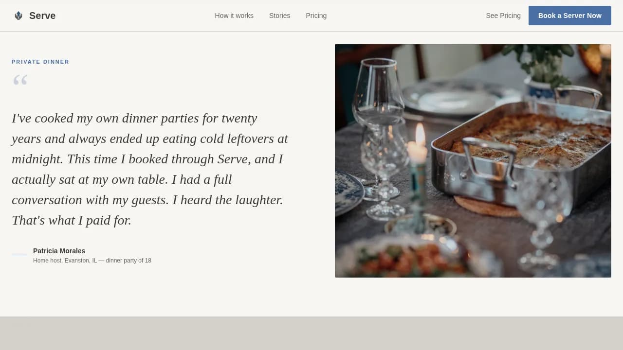 Waiter & Server Booking Website Template