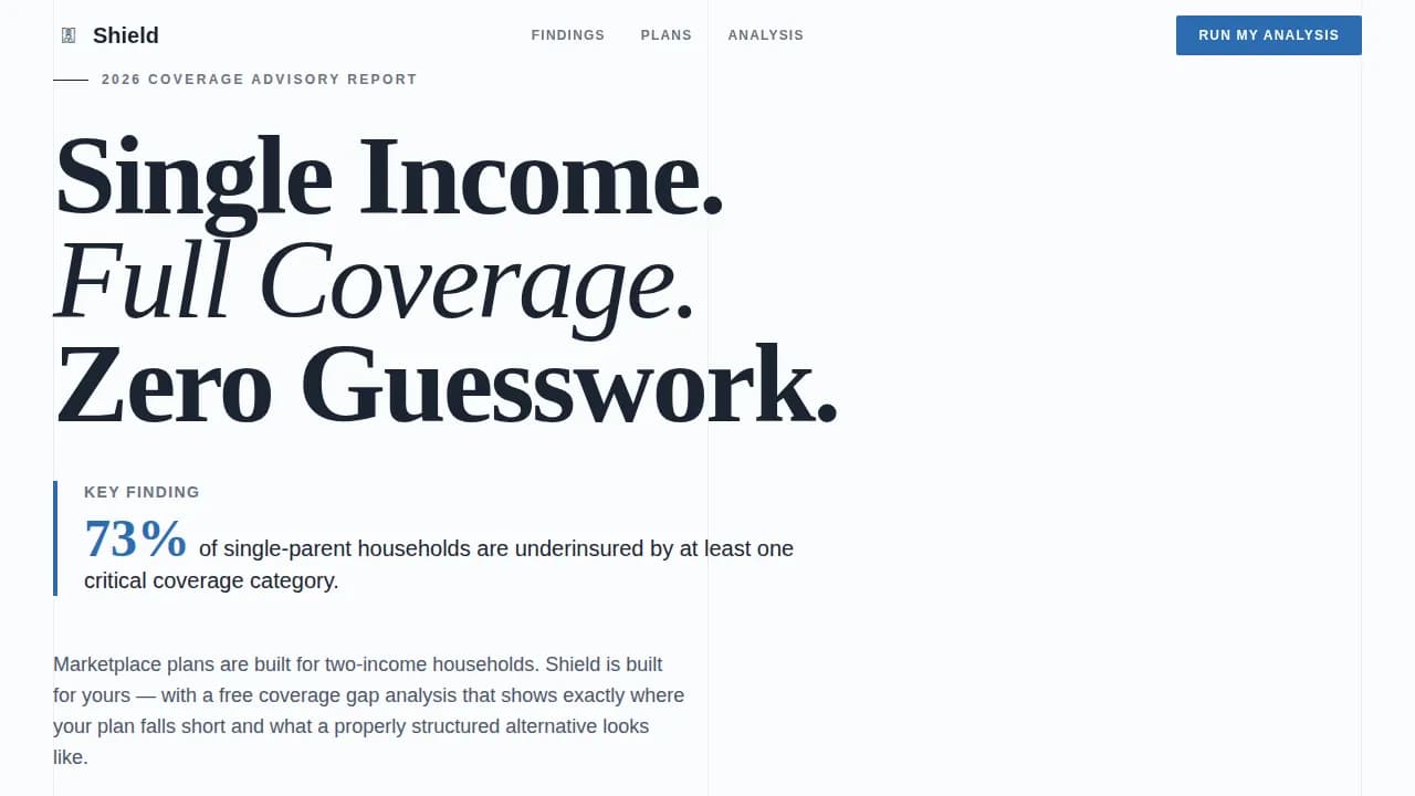 Secure — Holistic Single-Parent Coverage Landing Page Template