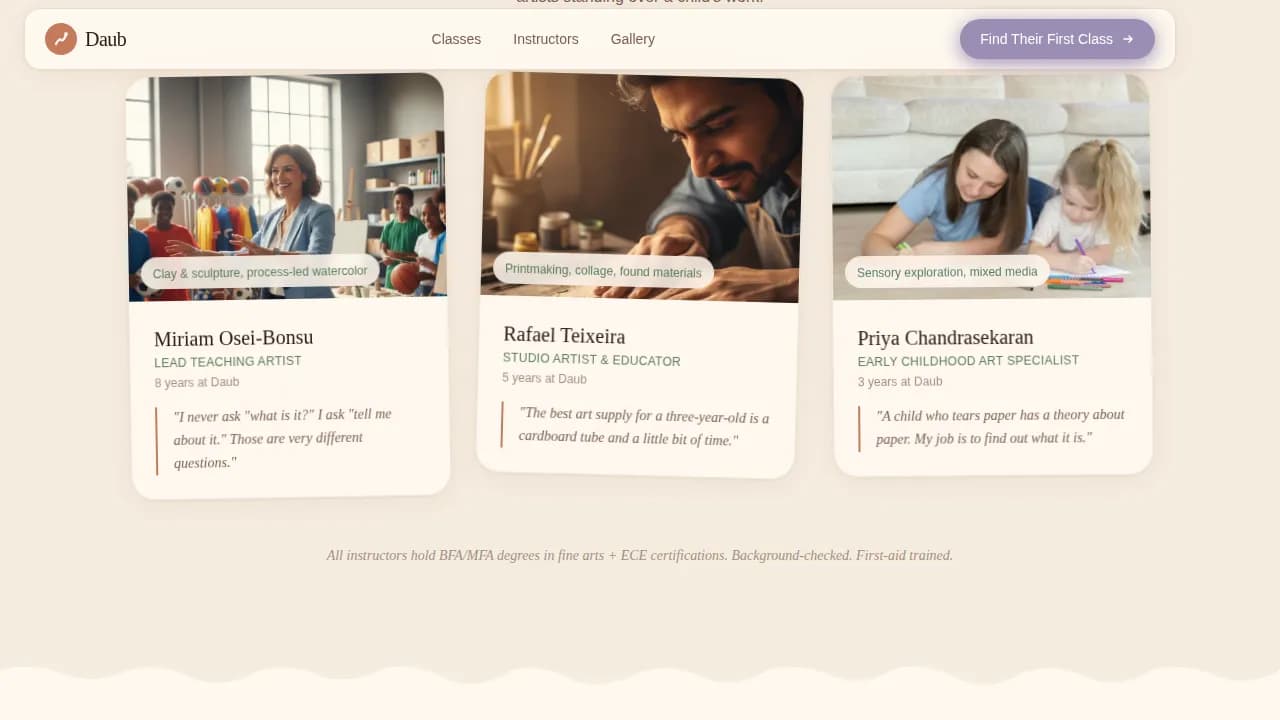 Daub — Creative Kids Art Class Landing Page Template