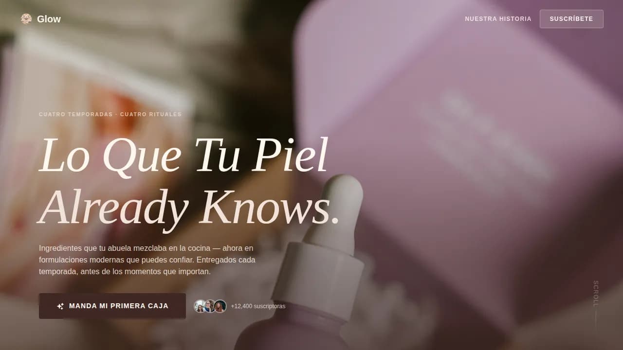 Radiate — Curated Latin Skincare Box Landing Page Template