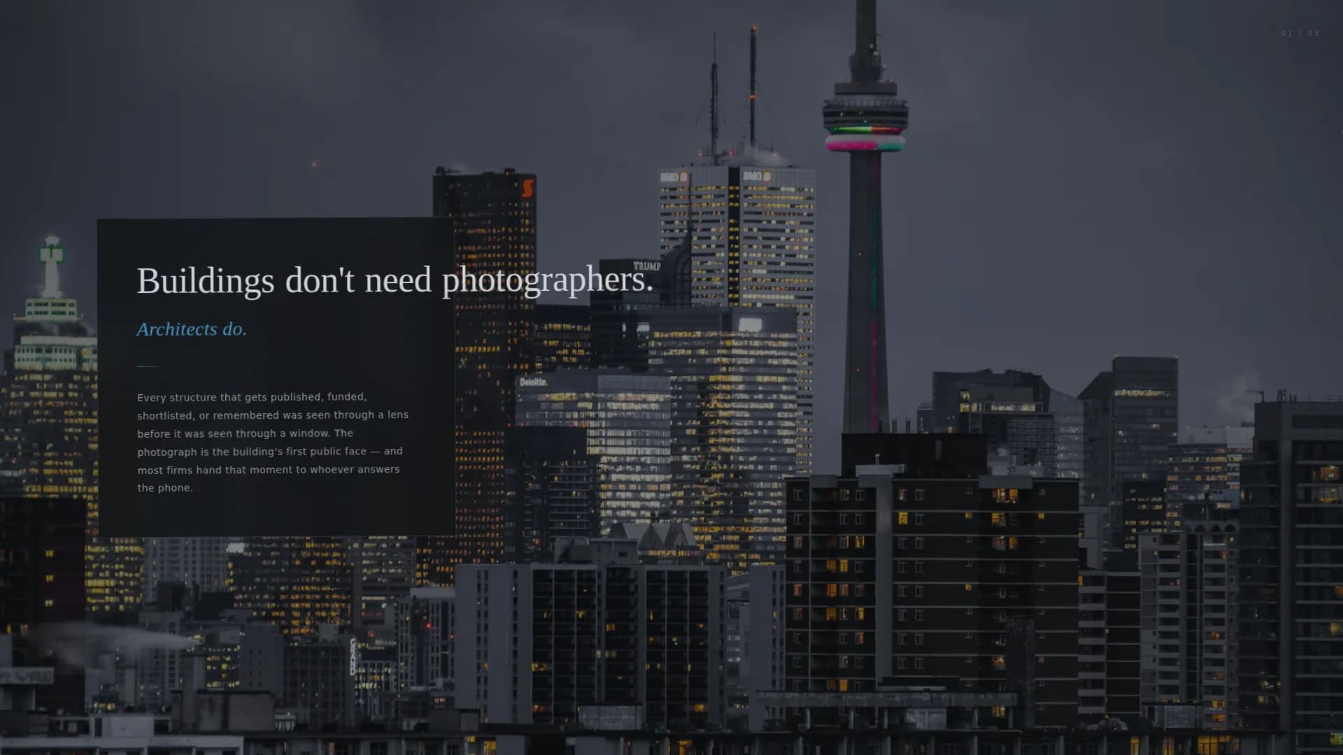 Lens — Expert Architectural Photography Landing Page Template