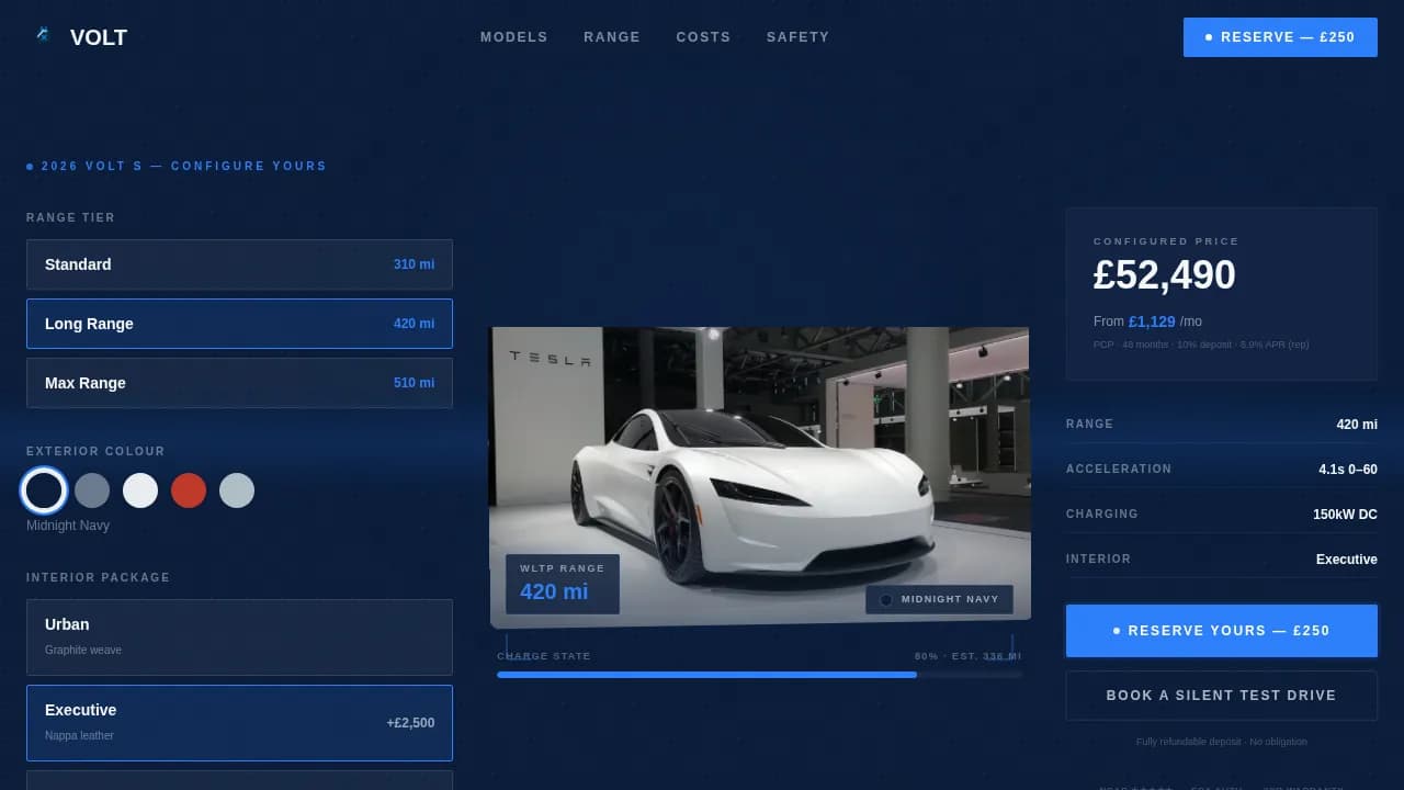 Volt - Electric Vehicle Dealer Landing Page Template