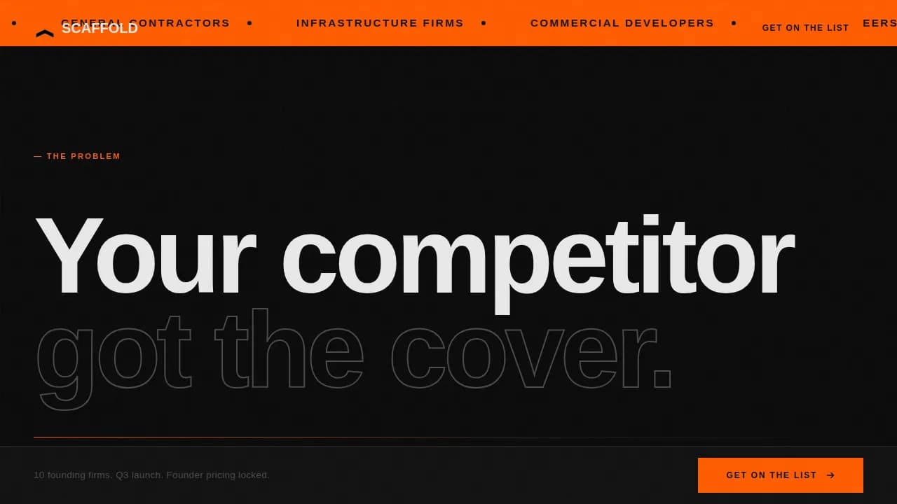 Scaffold - Bold Brutalist Construction PR Agency Landing Page Template