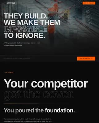 Scaffold - Bold Brutalist Construction PR Agency Landing Page Template