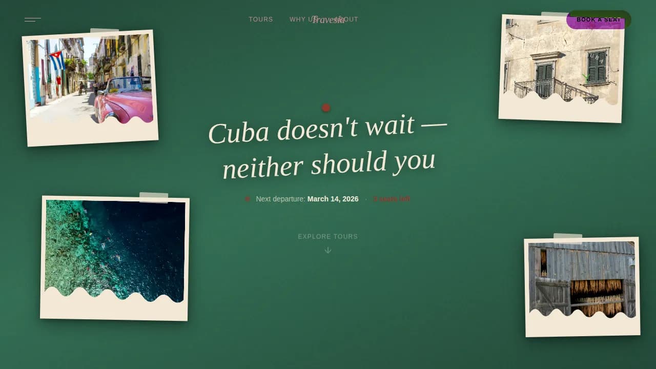 Journey — Small-Batch Cuba Tour Landing Page Template