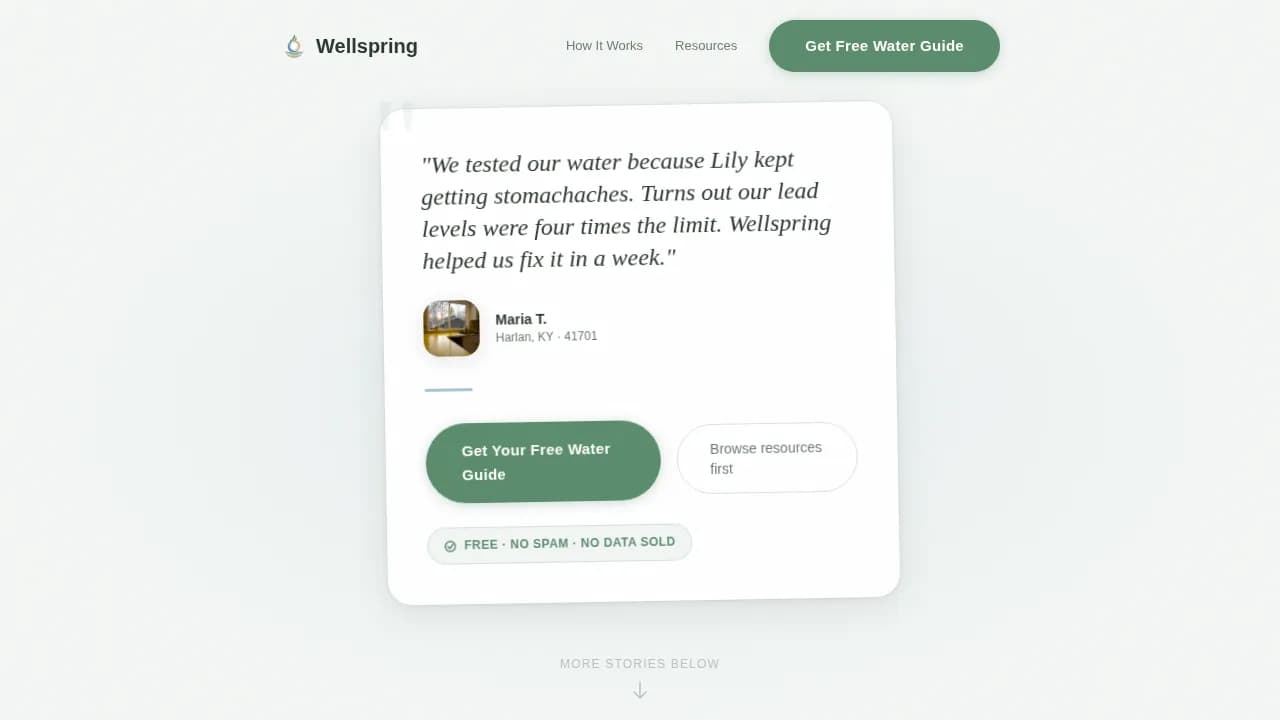 Wellspring — Compassionate Water Nonprofit Landing Page Template